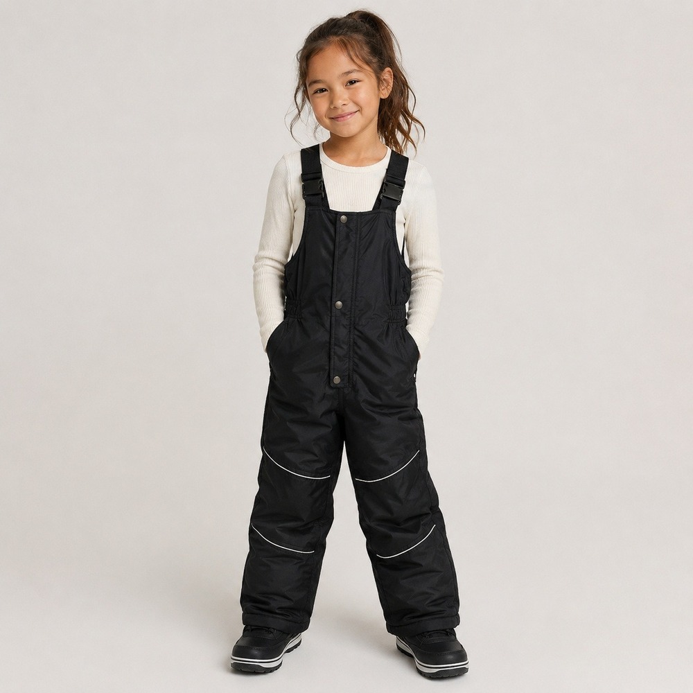 Hanna Adersson Black Snow Bibs Overalls Girls Kids Size 6/7 130 Winter Ski Pants